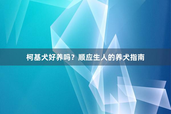 柯基犬好养吗？顺应生人的养犬指南